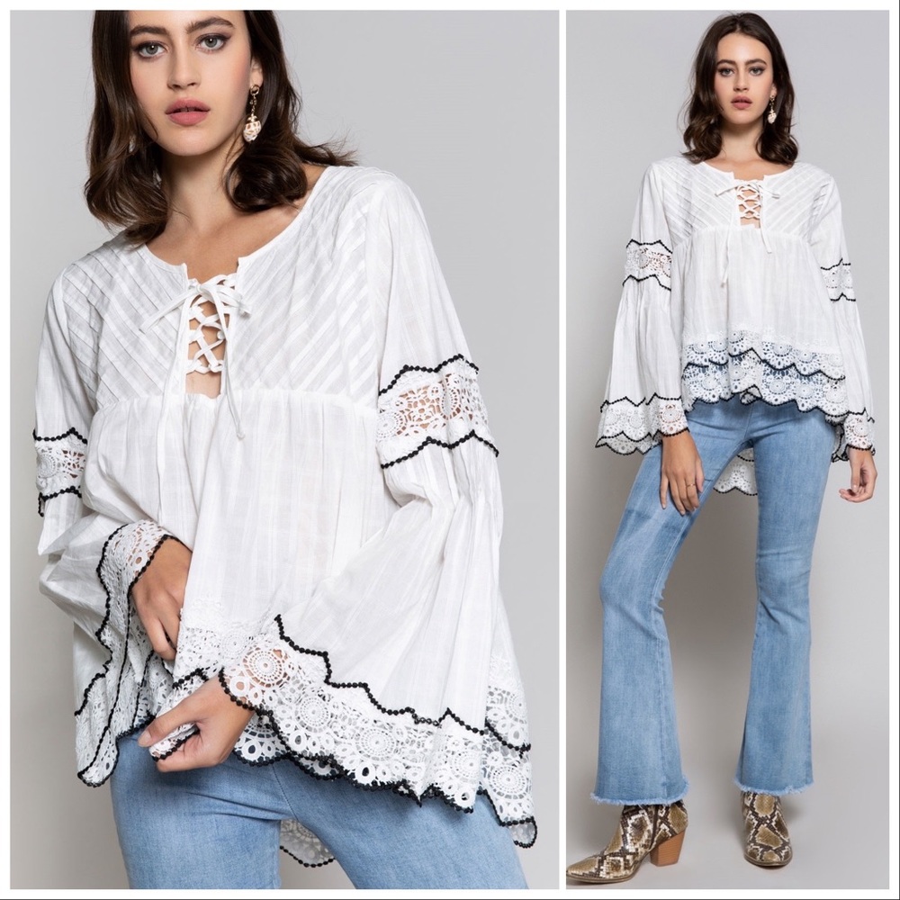 POL Ivory Plaid Babydoll Top - Picture 9 of 13